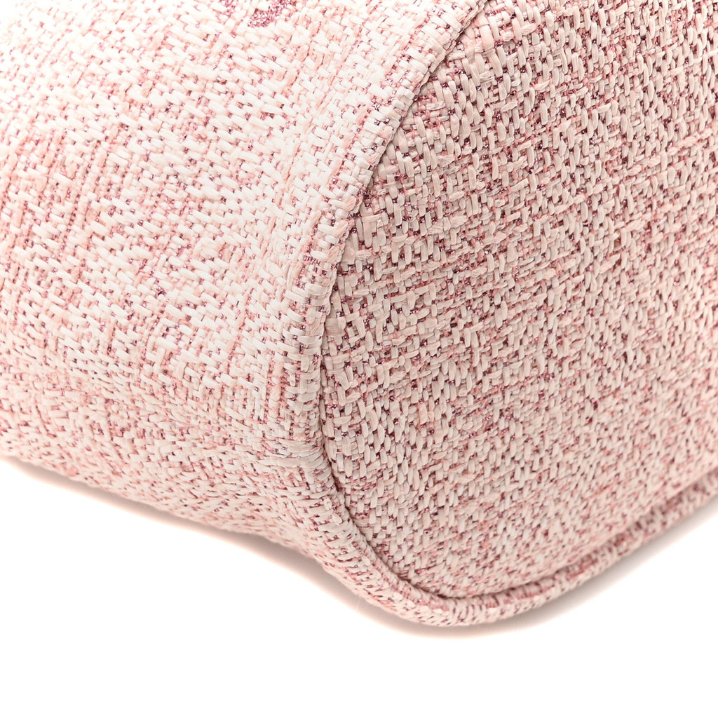 Lurex Boucle Deauville Drawstring Bucket Bag Pink