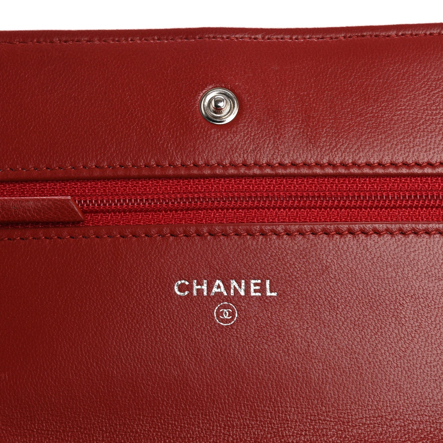 Lambskin Quilted Wallet On Chain WOC Red
