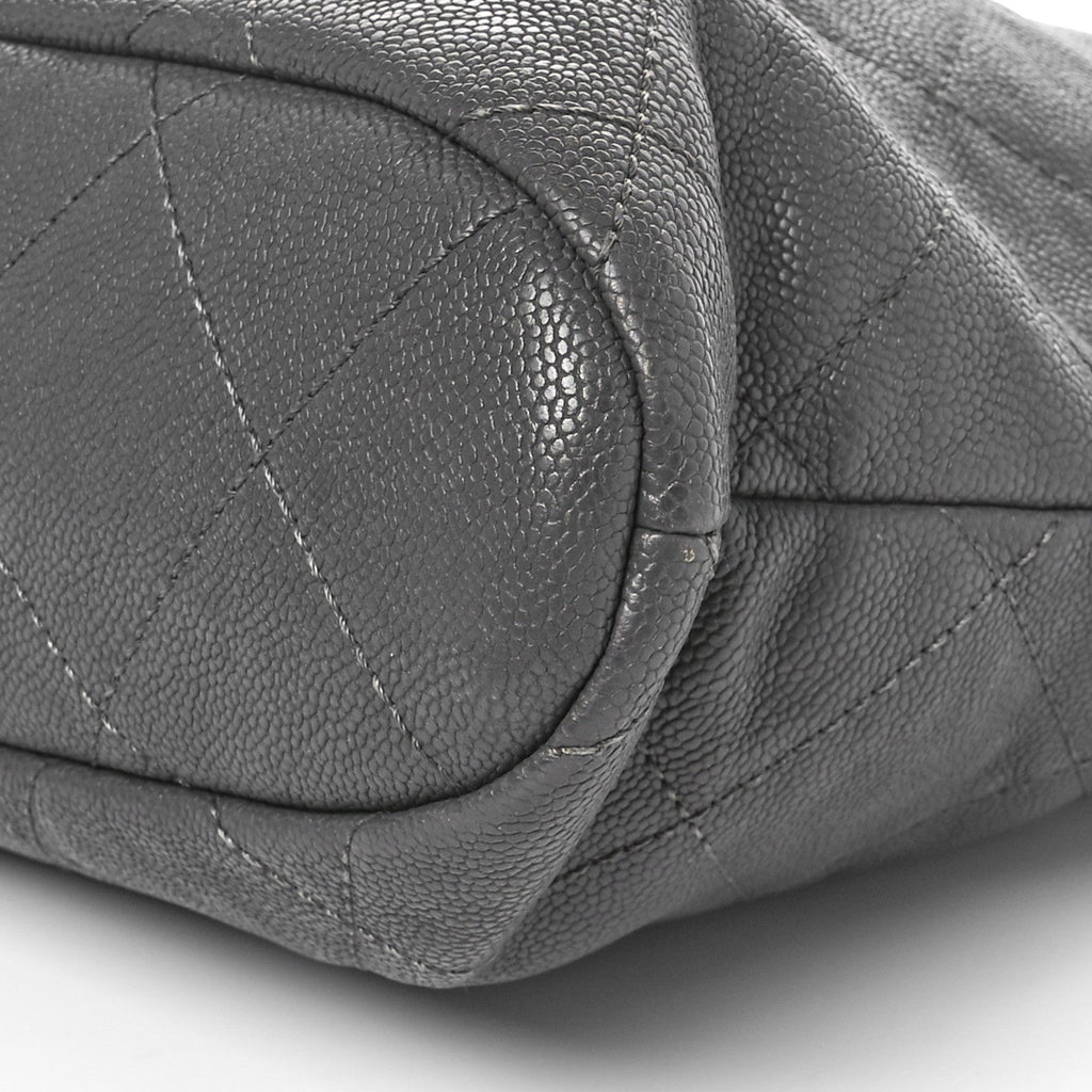 Caviar Quilted Shopping Tote Grey