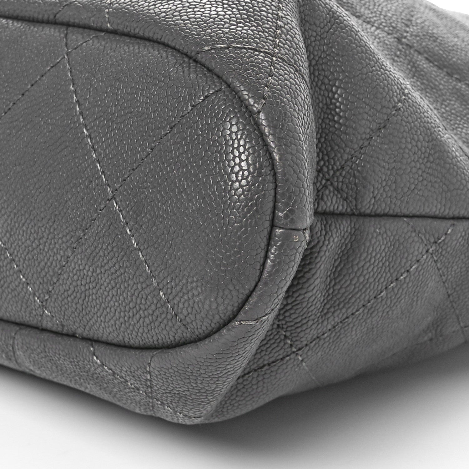 Caviar Quilted Shopping Tote Grey