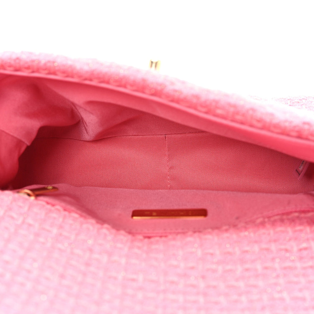 Metallic Tweed Quilted Medium Chanel 19 Flap Pink