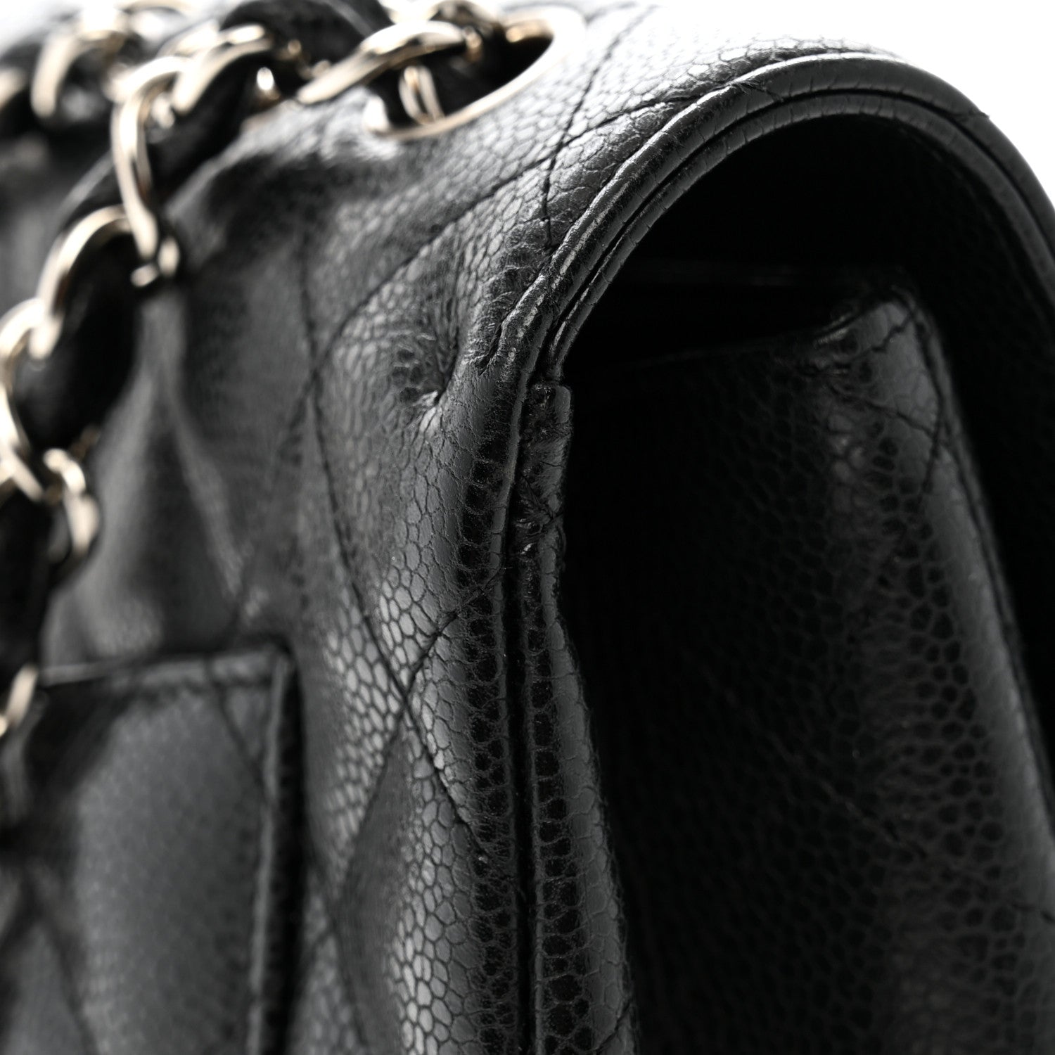 Caviar Quilted Jumbo Double Flap Black