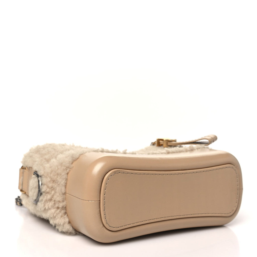 Shearling Small Gabrielle Hobo Dark Beige
