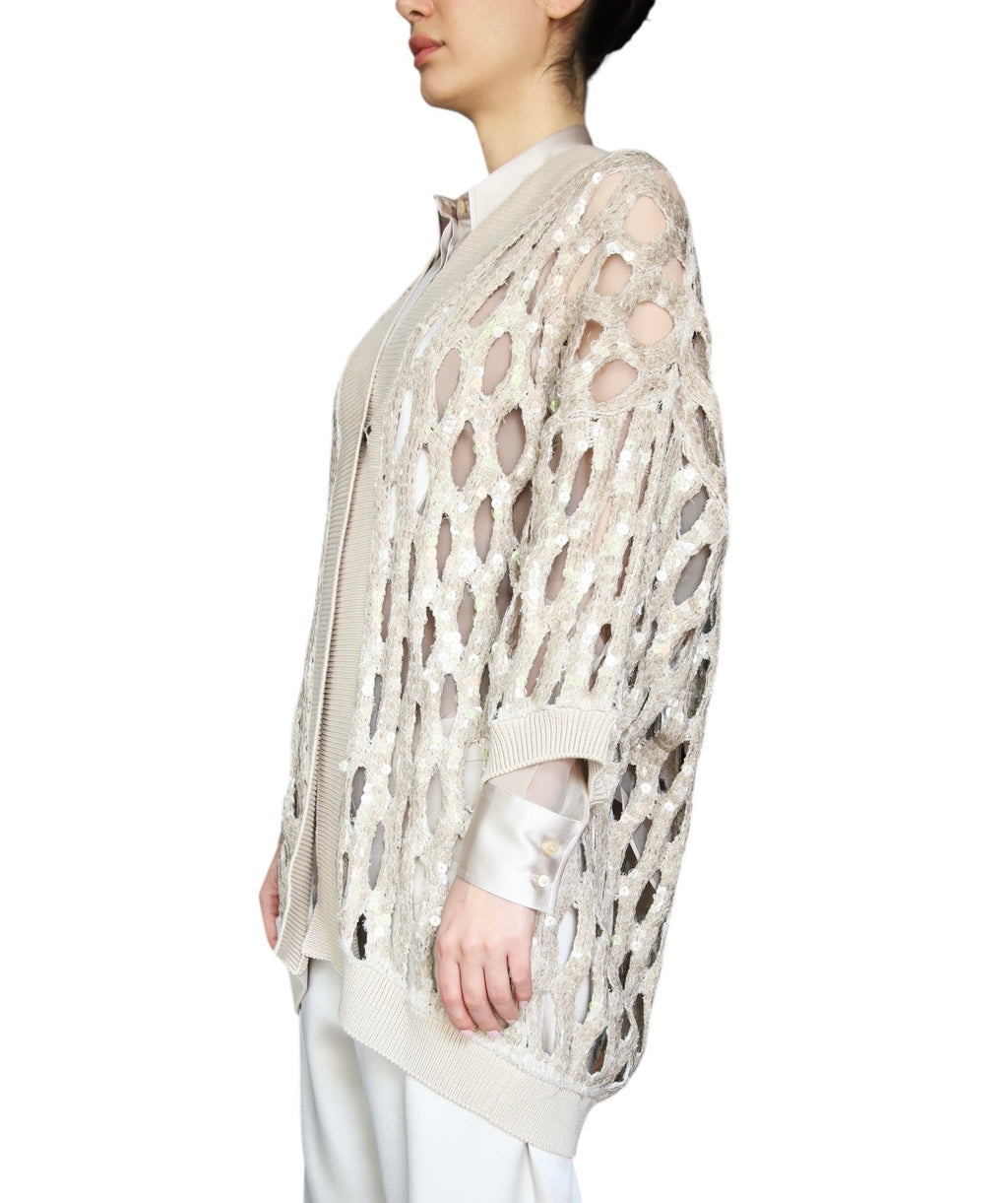 Brunello Cucinelli Knit Sequin Cutout igan - IT 44 / US 8