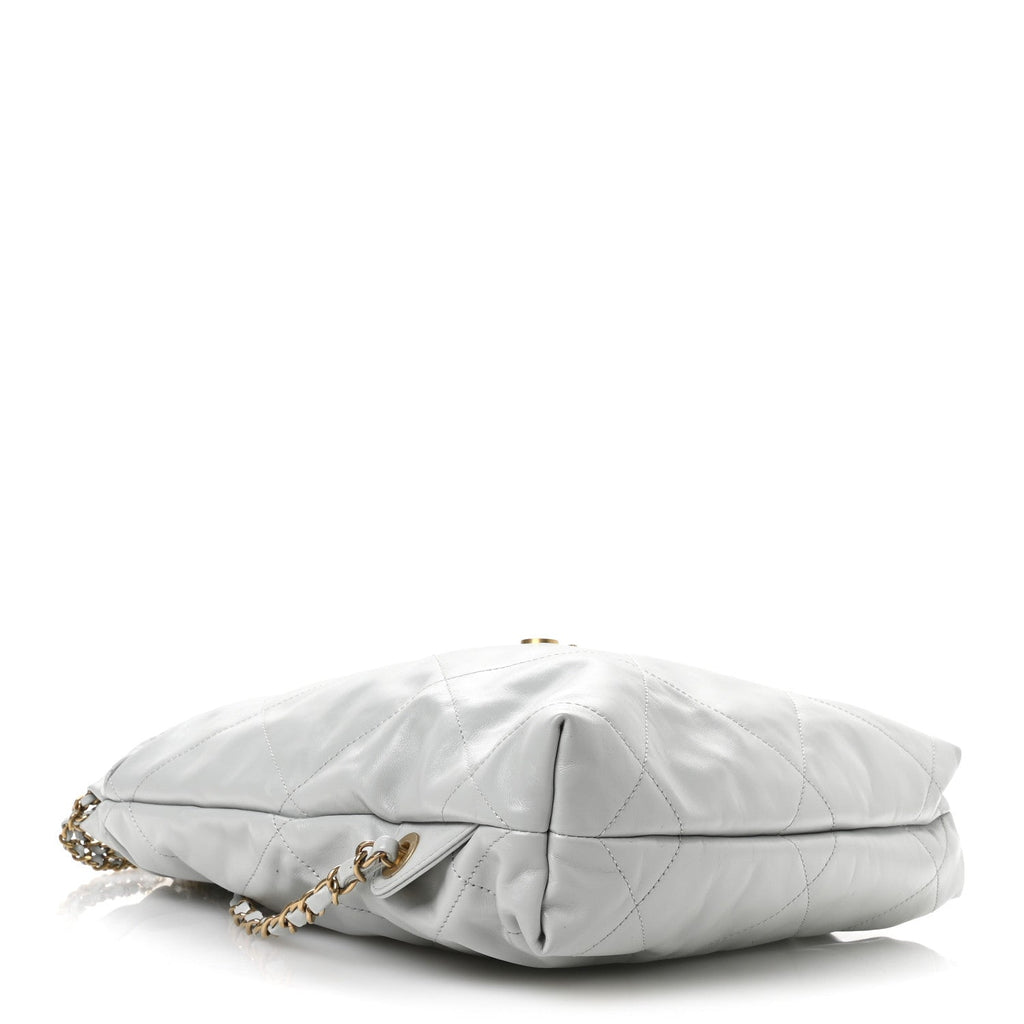 Shiny Calfskin Quilted Chanel 22 Backpack Light Blue