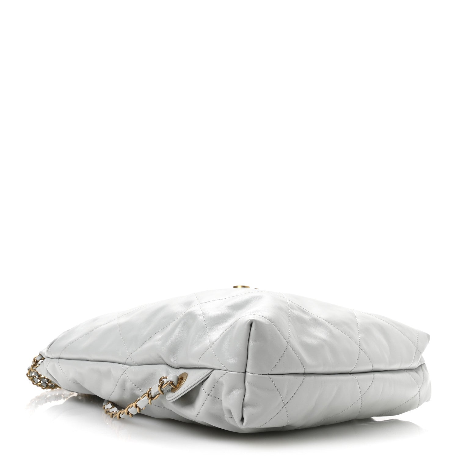 Shiny Calfskin Quilted Chanel 22 Backpack Light Blue
