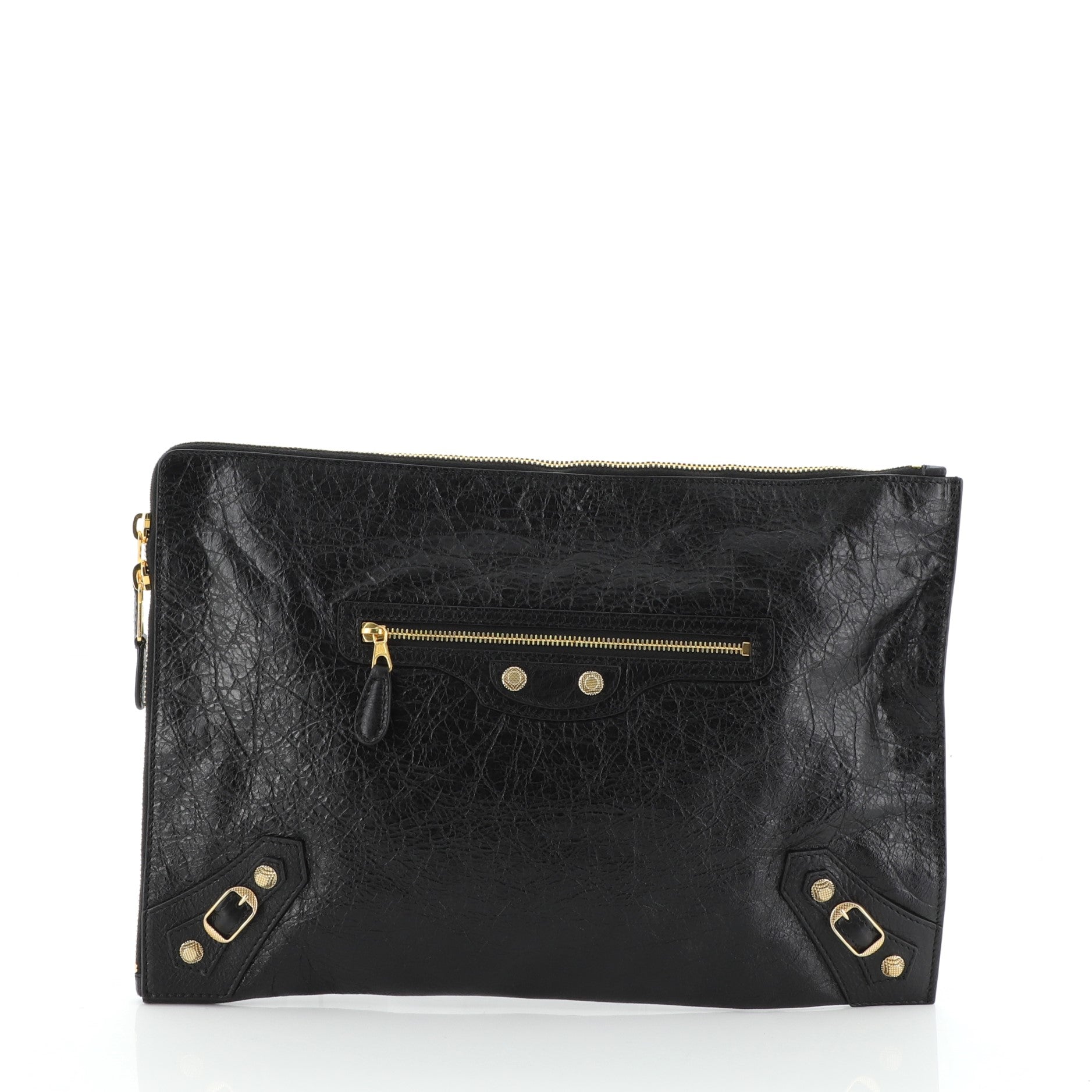 Zip Around Giant Studs Clutch Leather Medium