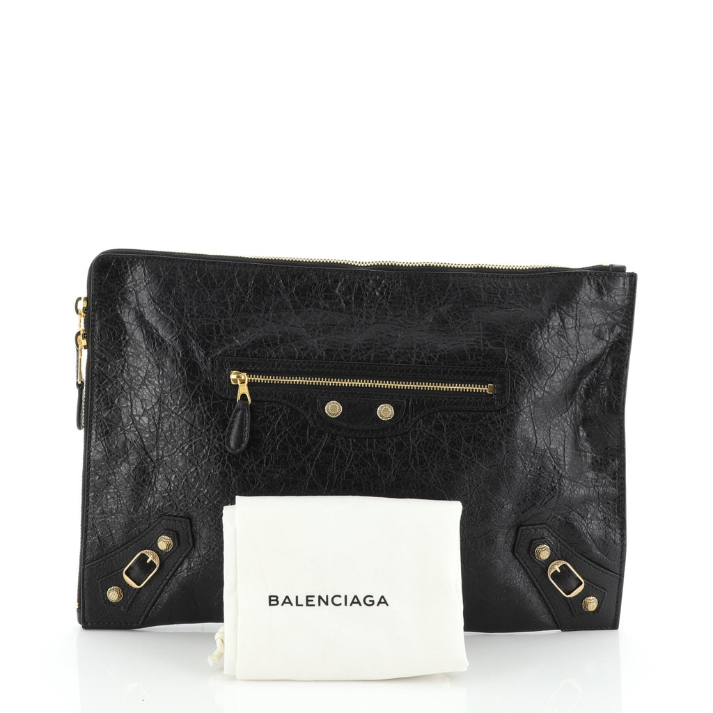 Zip Around Giant Studs Clutch Leather Medium