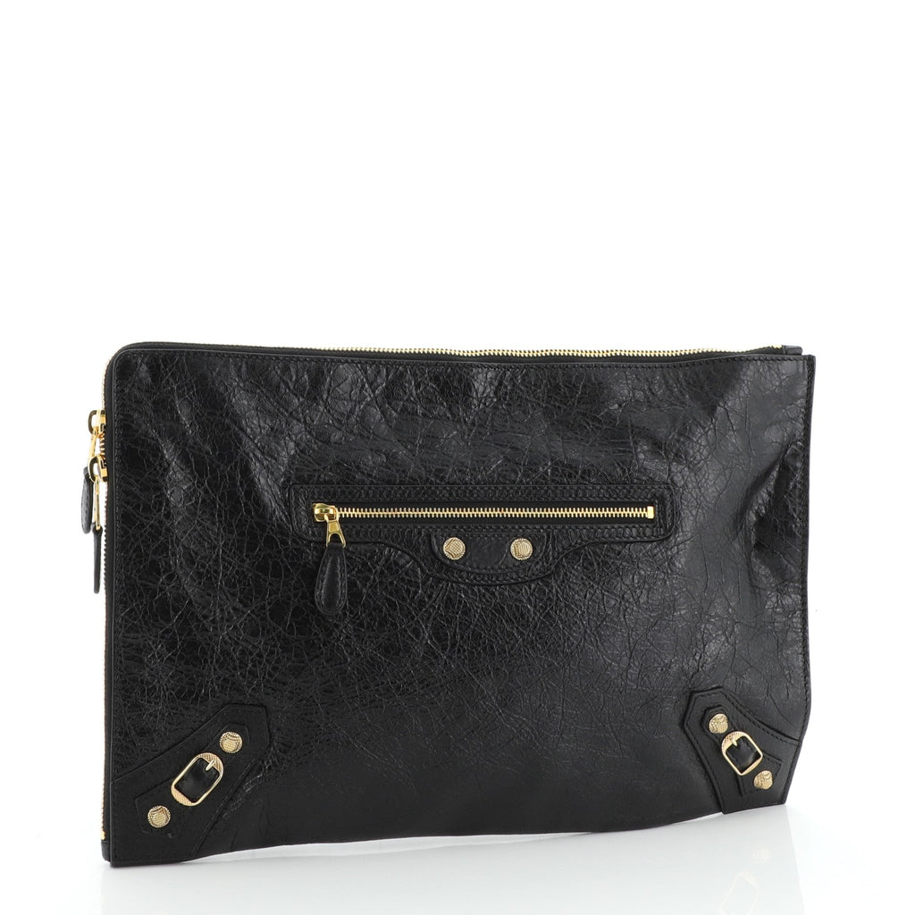 Zip Around Giant Studs Clutch Leather Medium