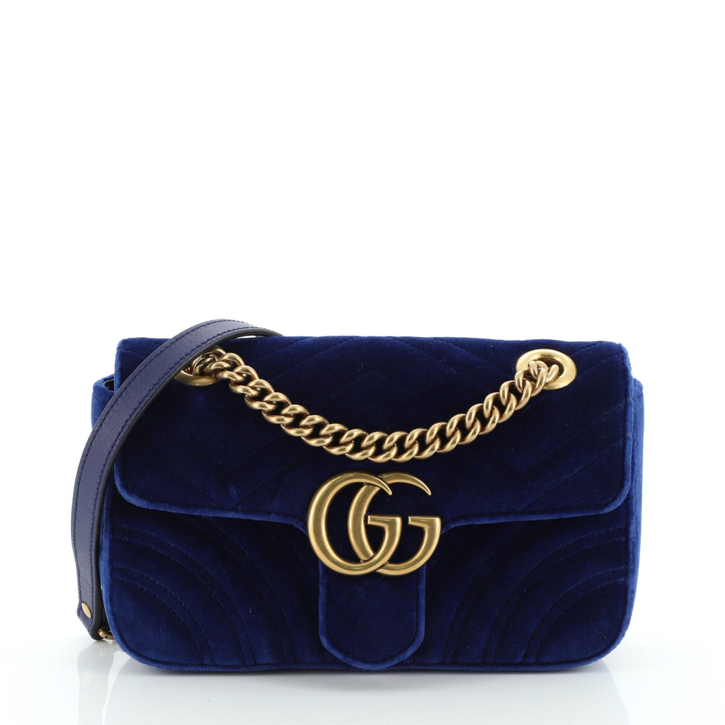 GG Marmont Flap Bag Matelasse Velvet Mini