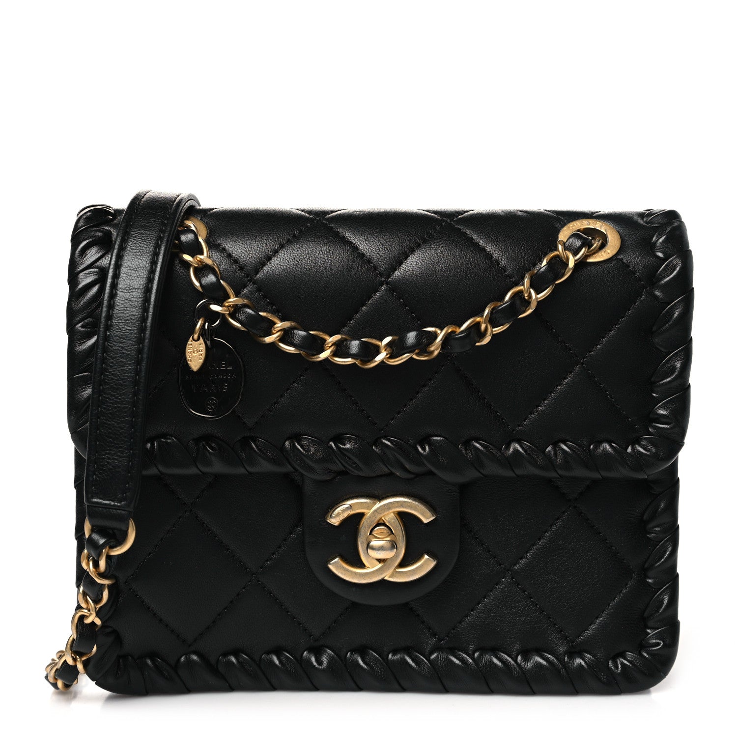 Calfskin Braided Mini My Own Frame Flap Black