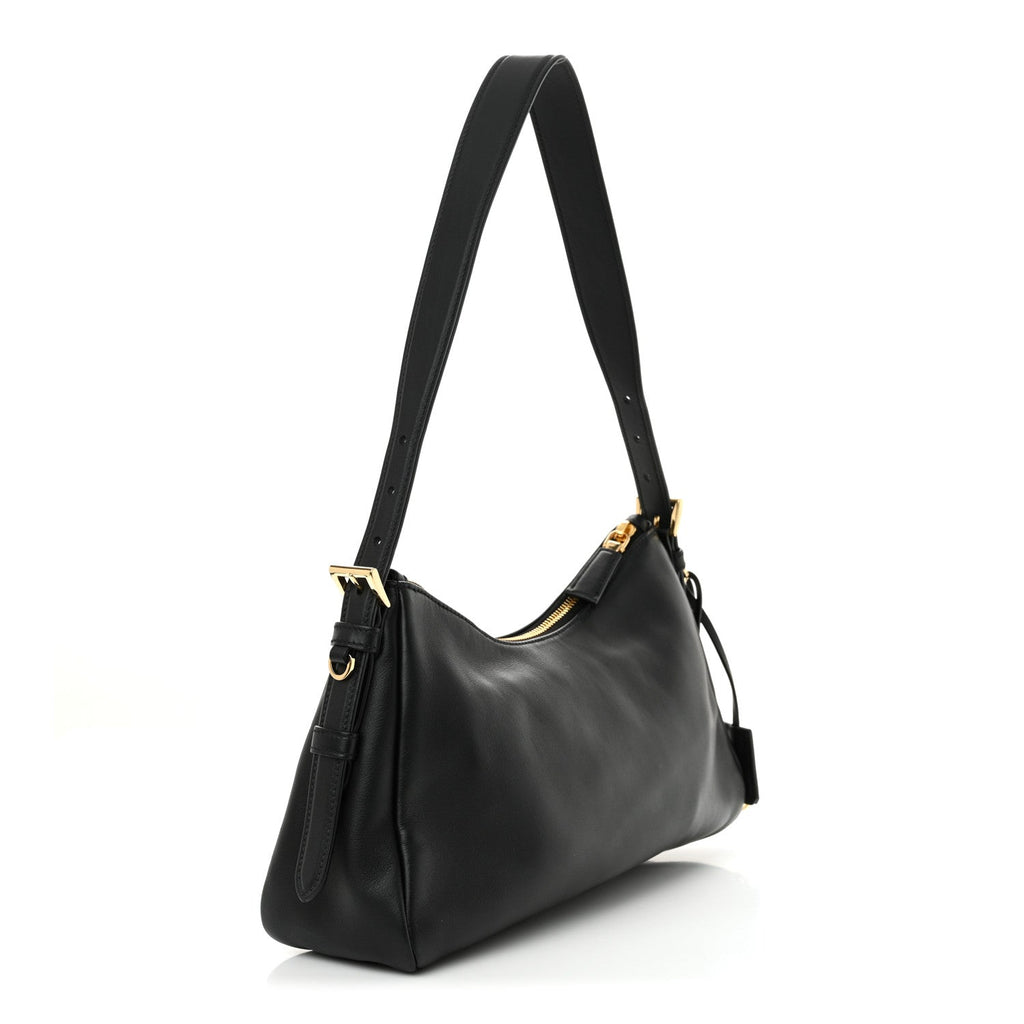 Soft Calfskin Medium Aimee Shoulder Bag Black