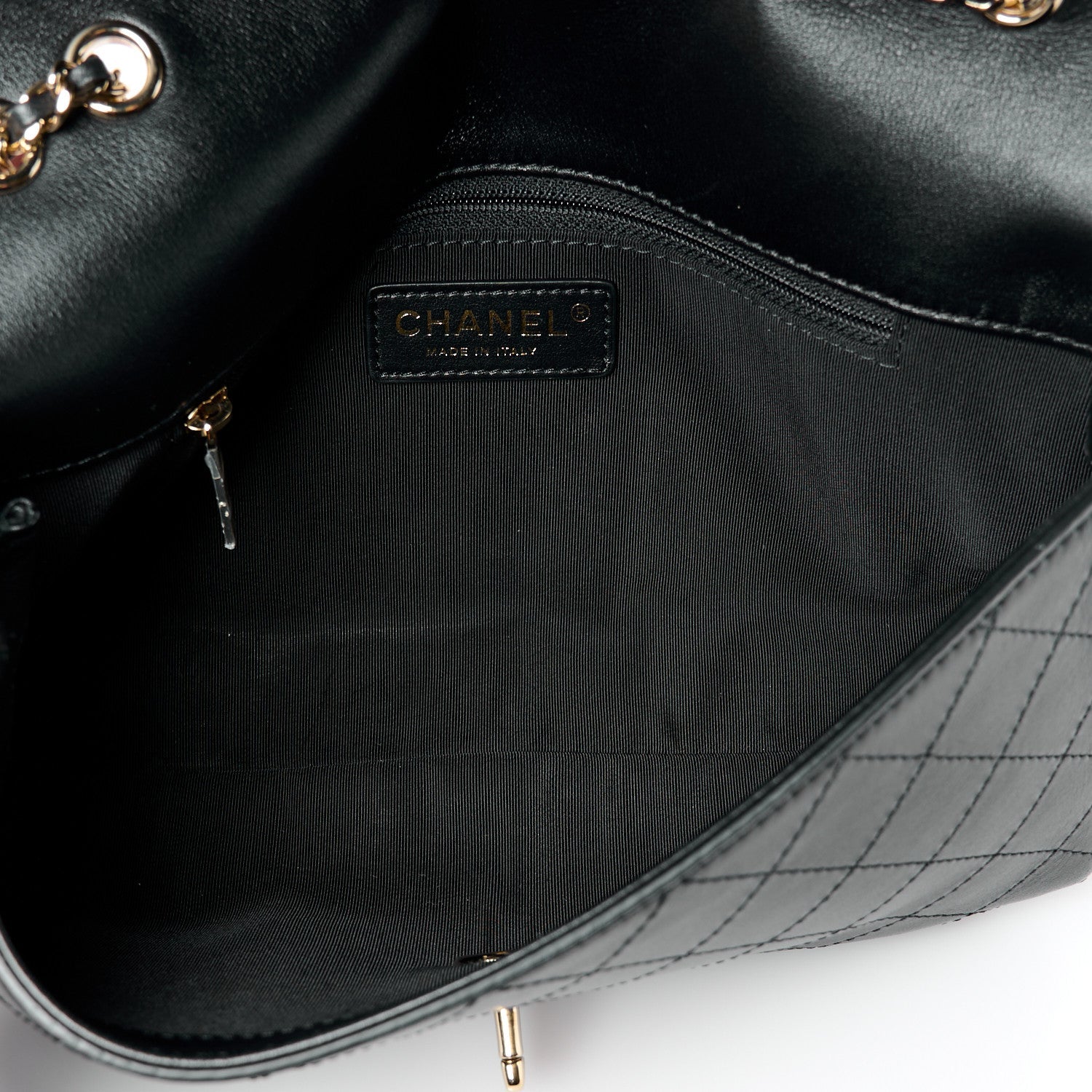 Calfskin Stitched CC Case Flap Bag Black