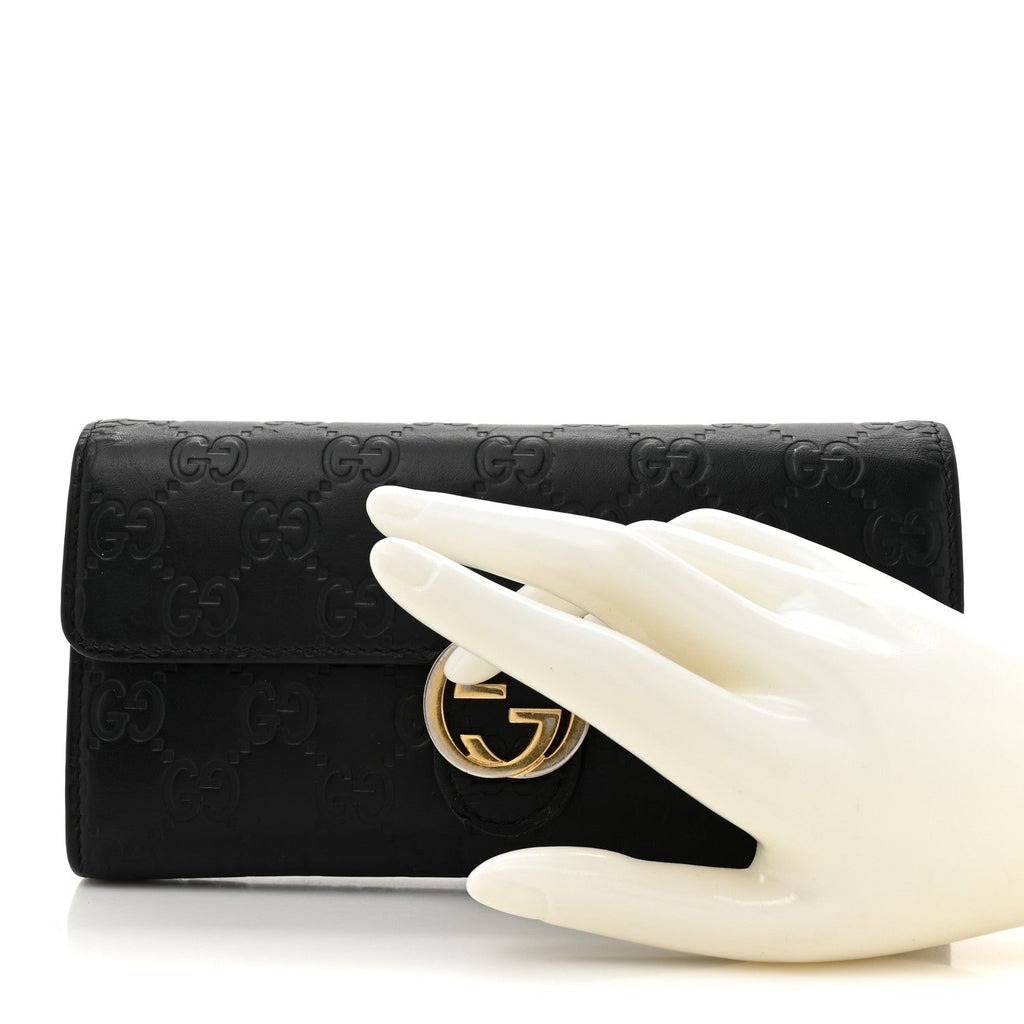 Guccissima Signature Icon Continental Wallet Black