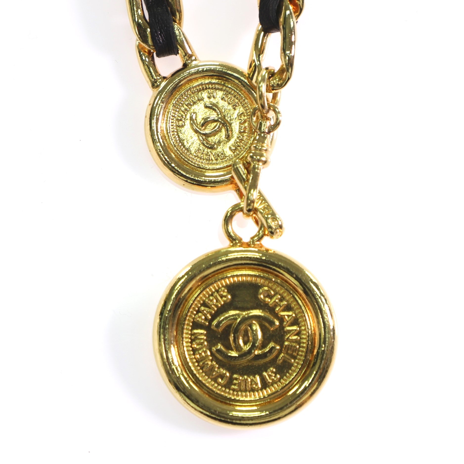 Vintage Medallion Chain Belt Metal and Leather