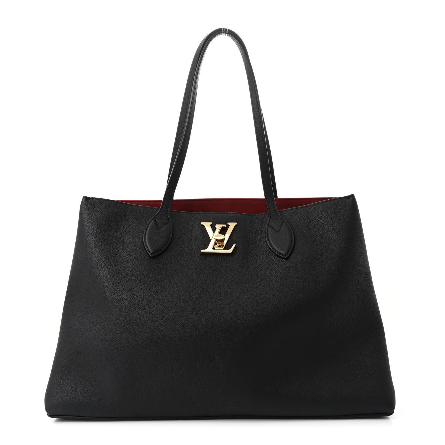 Grained Calfskin Lockme Shopper Black