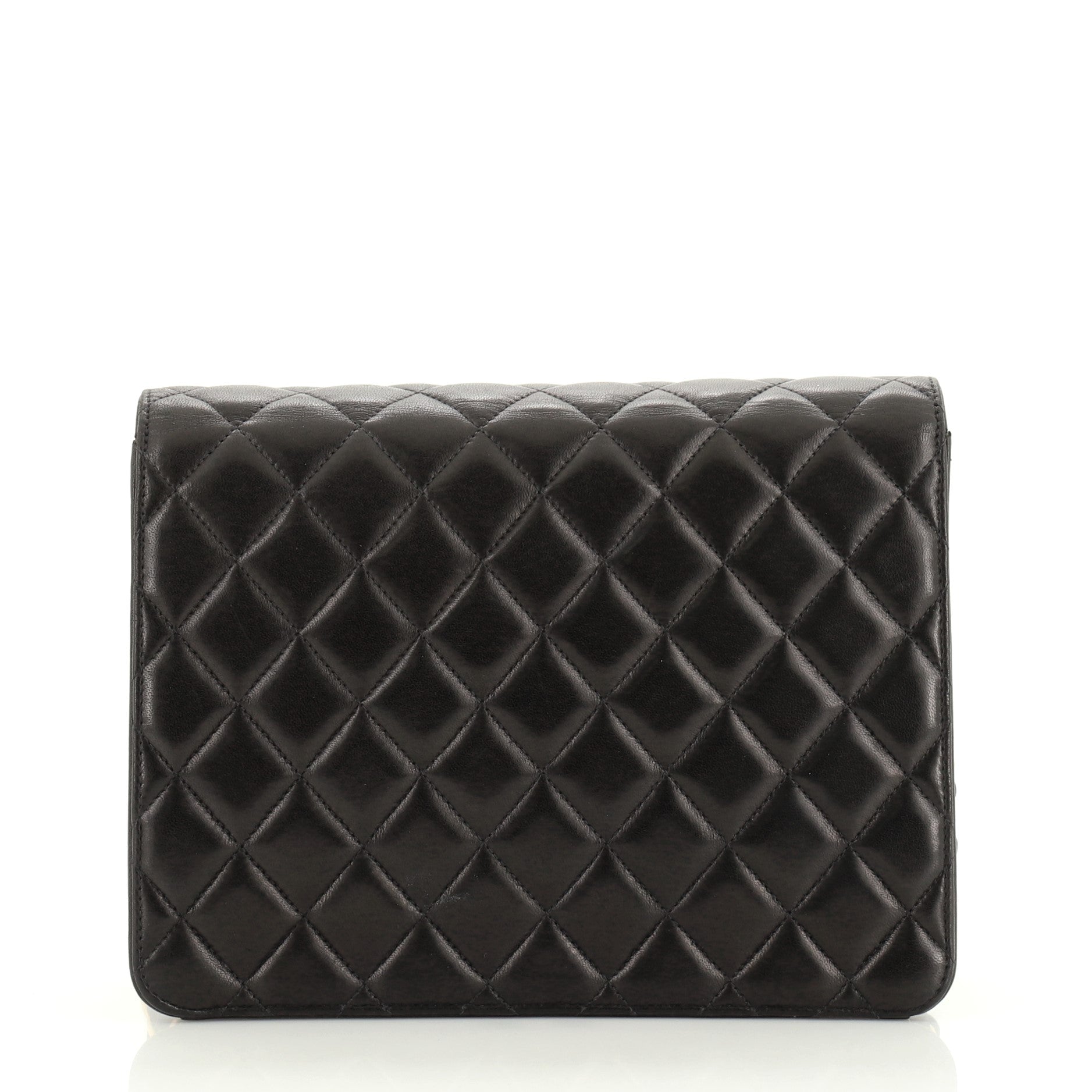Vintage Clutch with Chain Quilted Leather Small