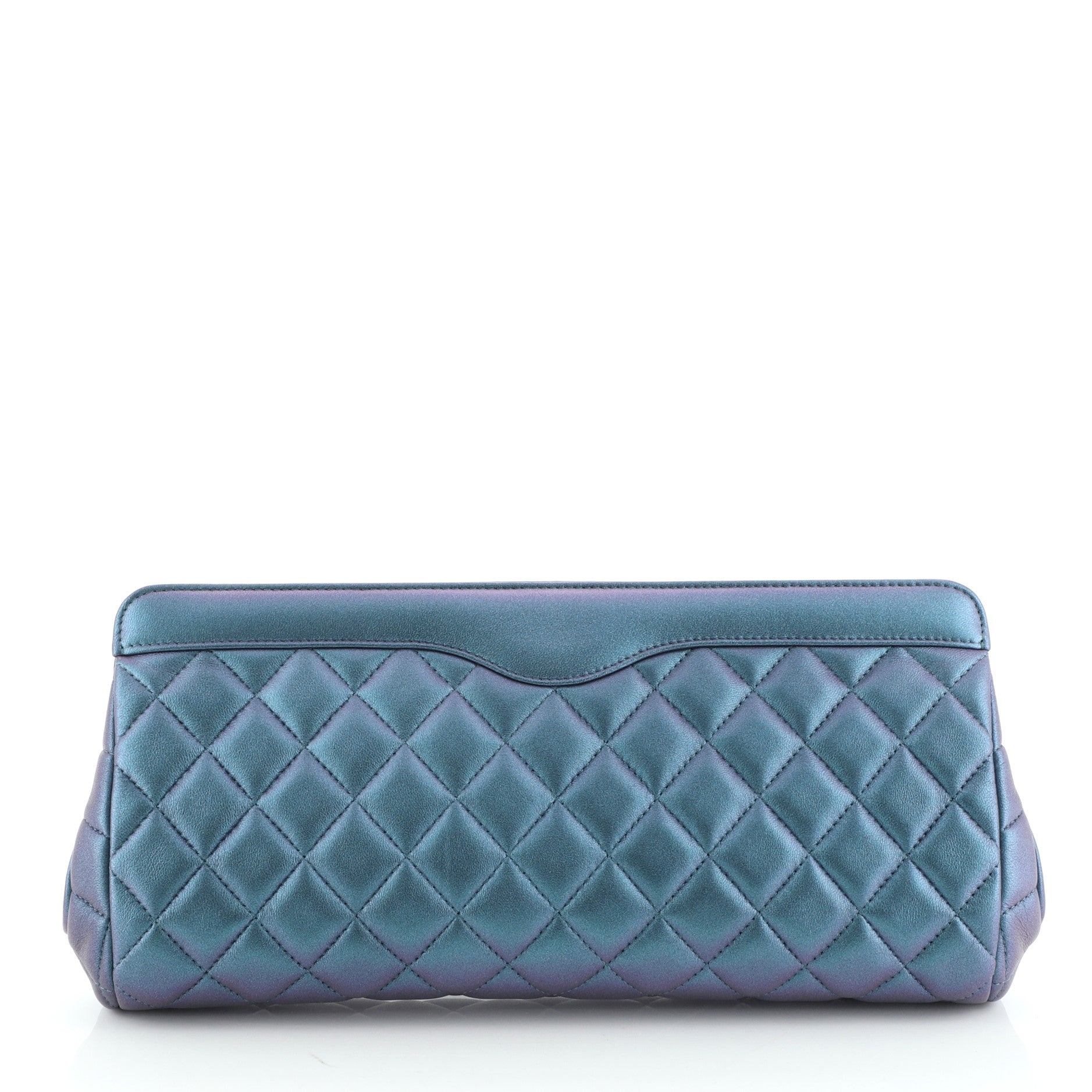 CC Frame Clutch Quilted Iridescent Calfskin