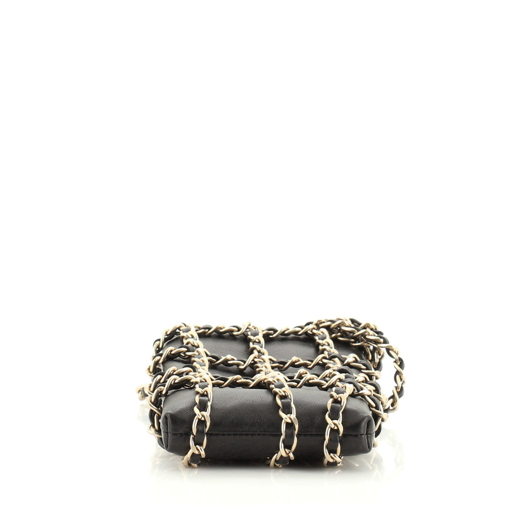Chain Frame Phone Clutch with Chain Lambskin