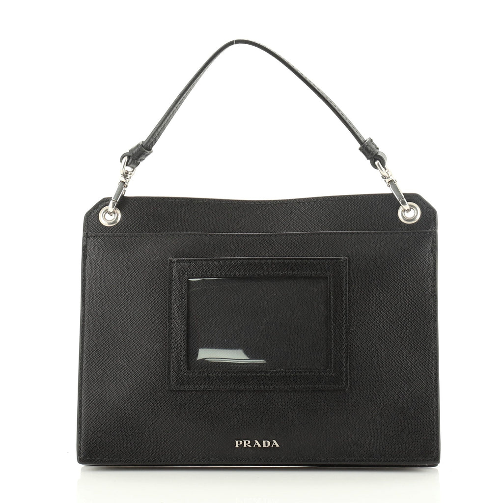 Logo Patch Crossbody Bag Saffiano Leather Mini