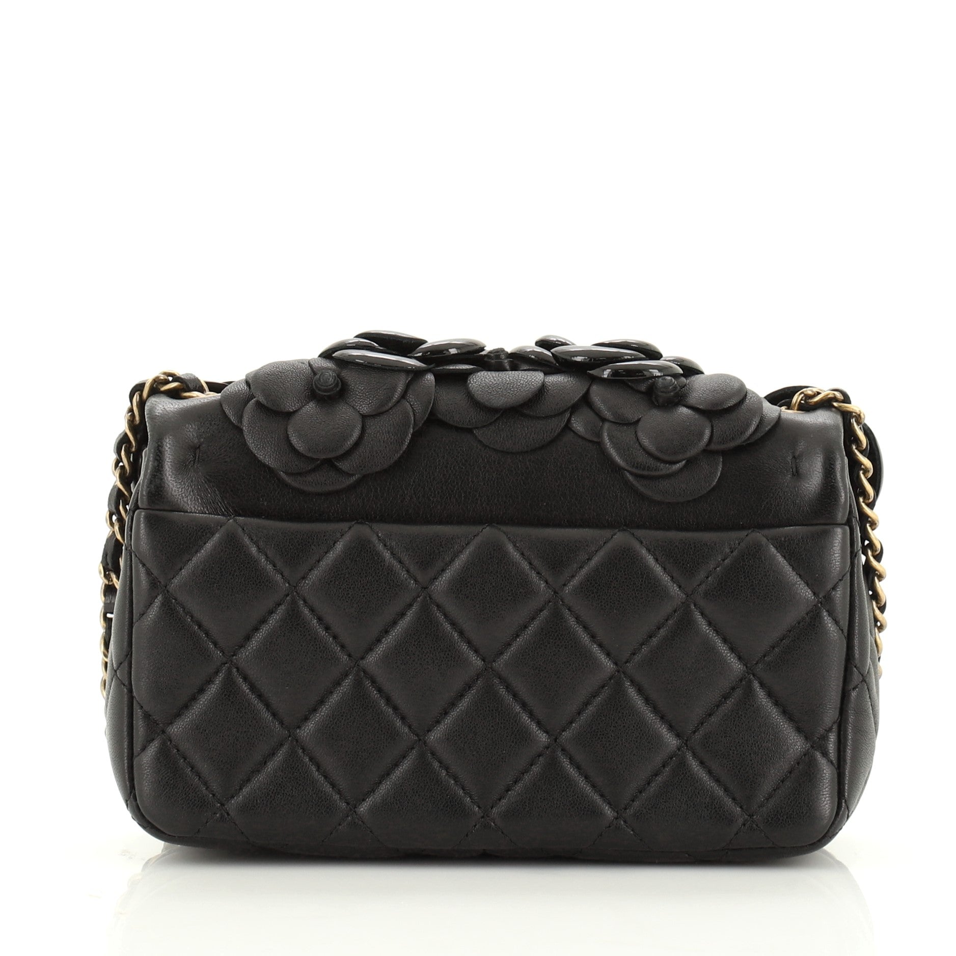 CC Camellia Flap Bag Lambskin with Patent Mini