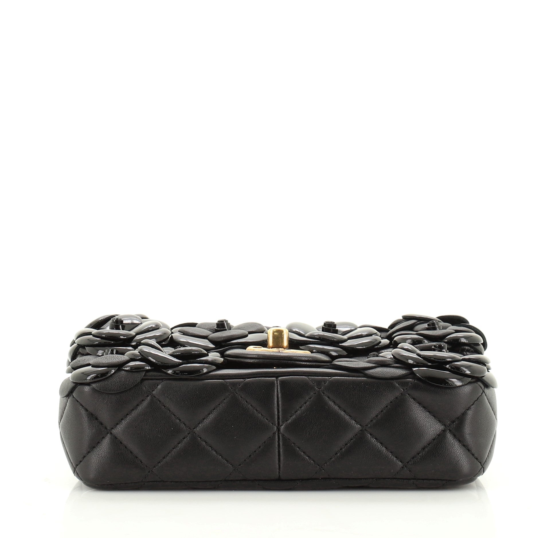 CC Camellia Flap Bag Lambskin with Patent Mini