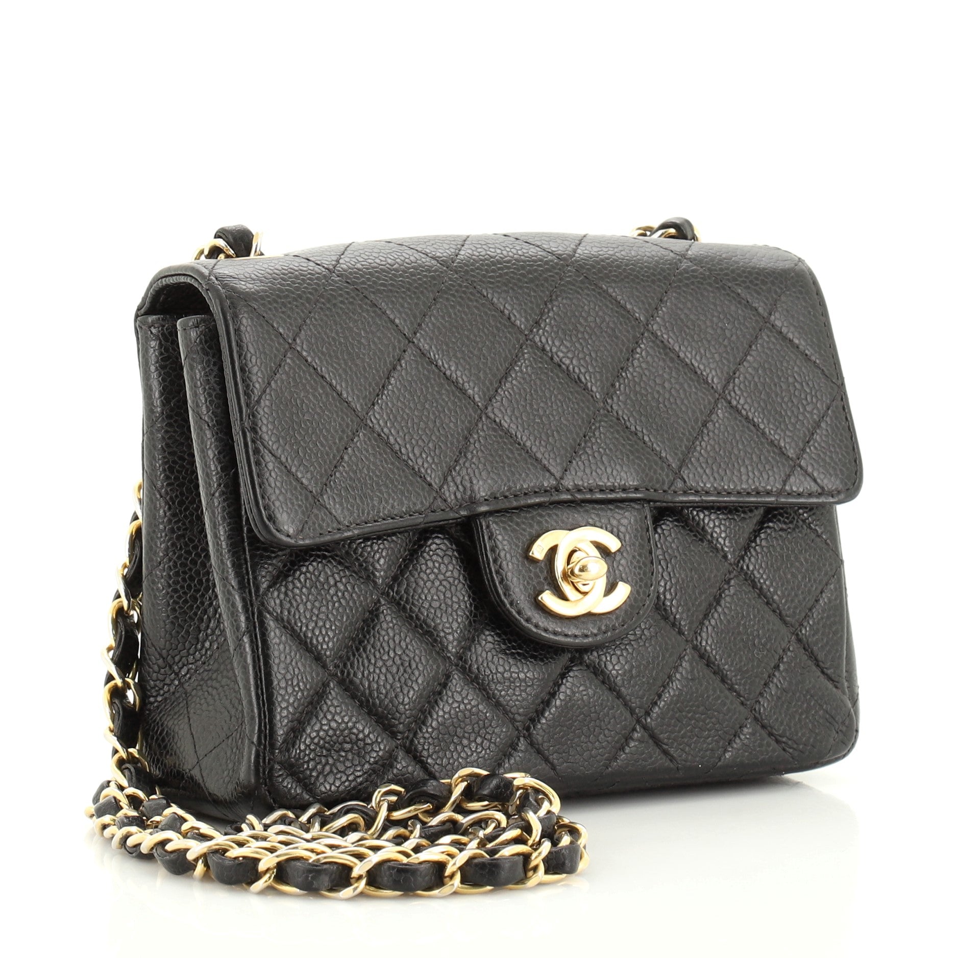 Vintage Square Classic Single Flap Bag Quilted Caviar Mini