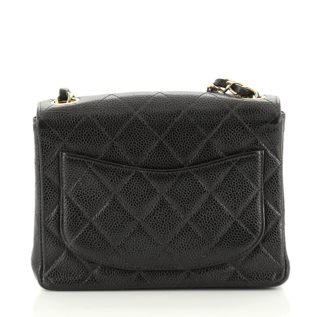Vintage Square Classic Single Flap Bag Quilted Caviar Mini