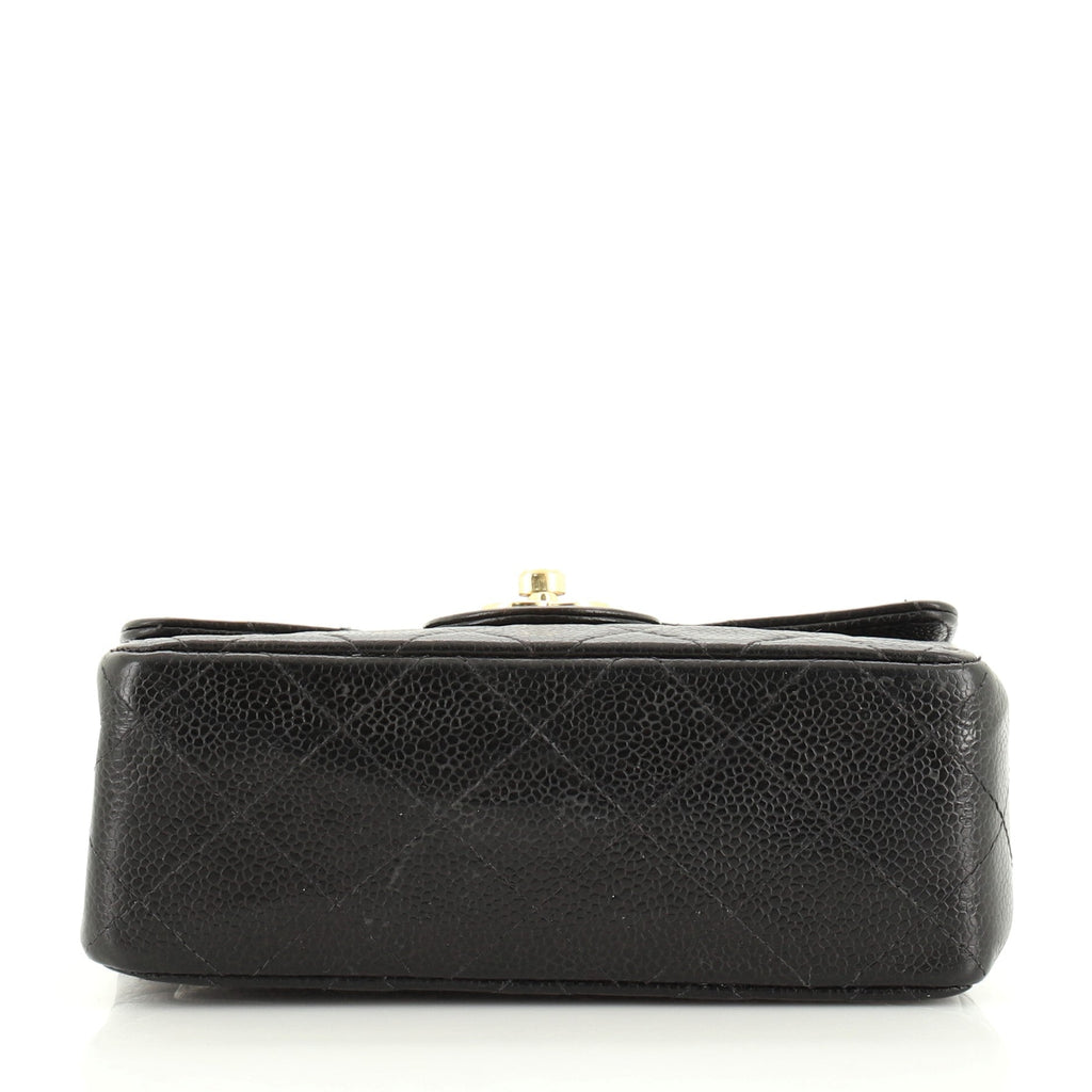 Vintage Square Classic Single Flap Bag Quilted Caviar Mini