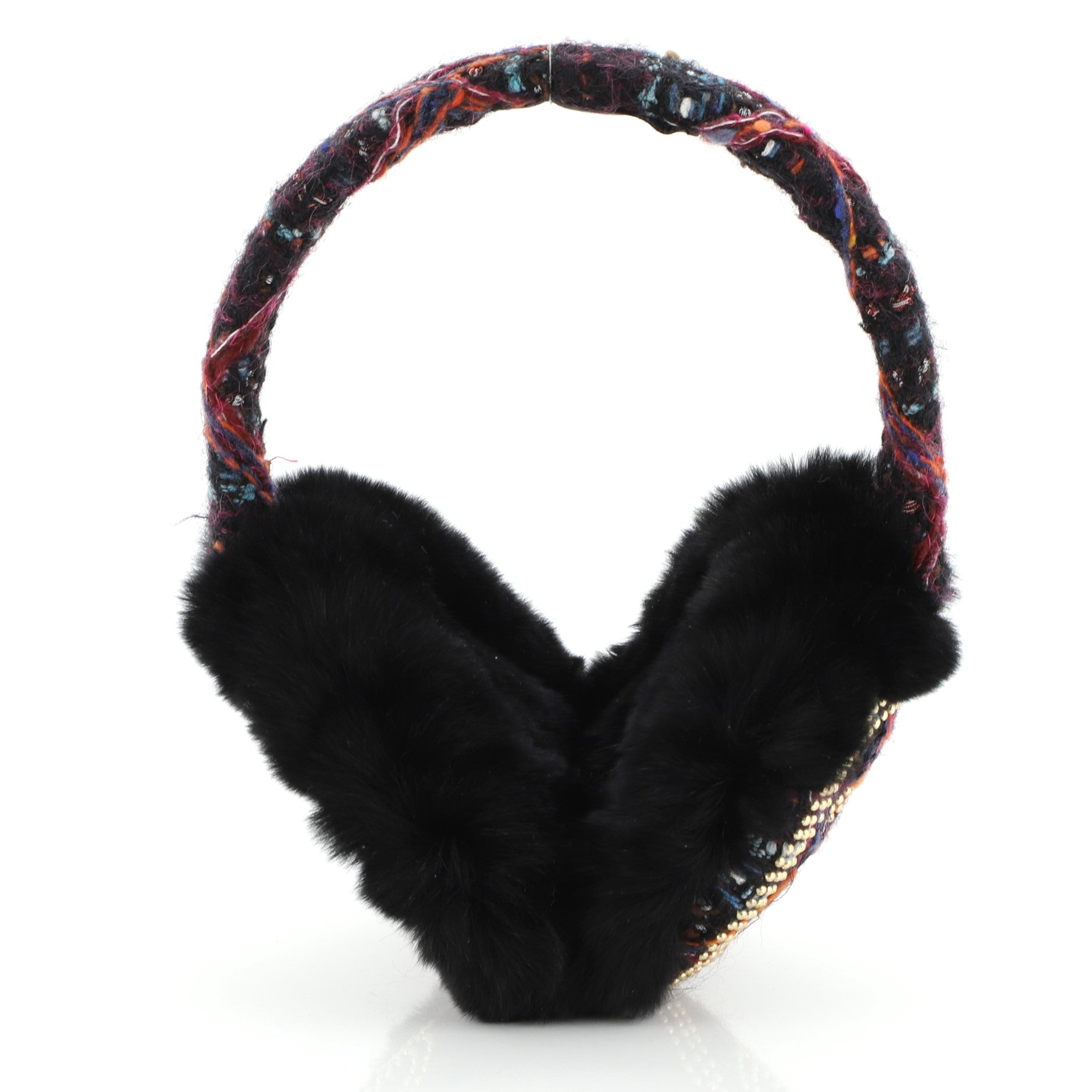 Earmuffs Studded Tweed with Fur XS