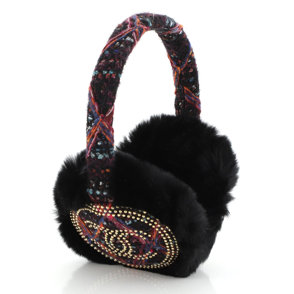 Earmuffs Studded Tweed with Fur XS