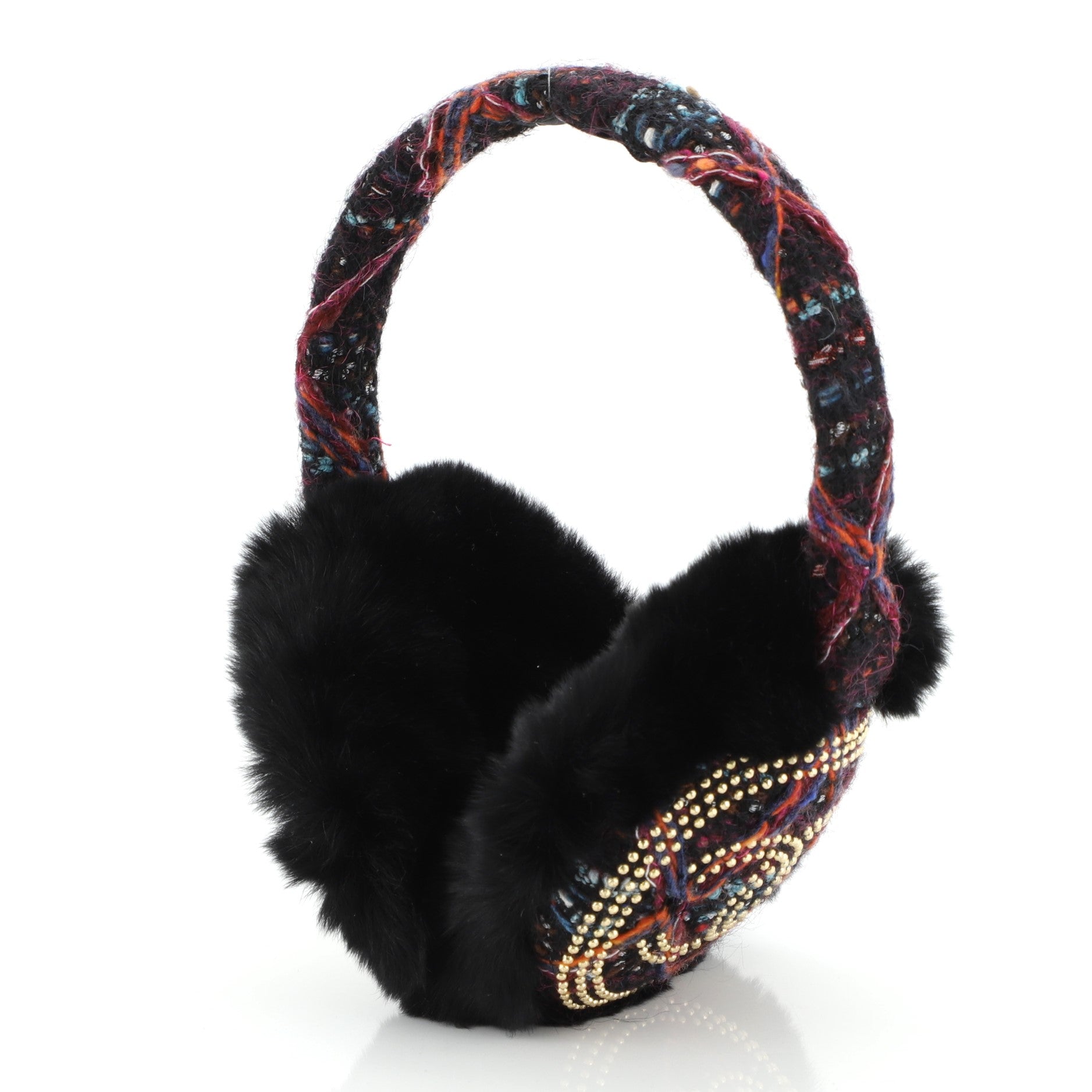 Earmuffs Studded Tweed with Fur XS