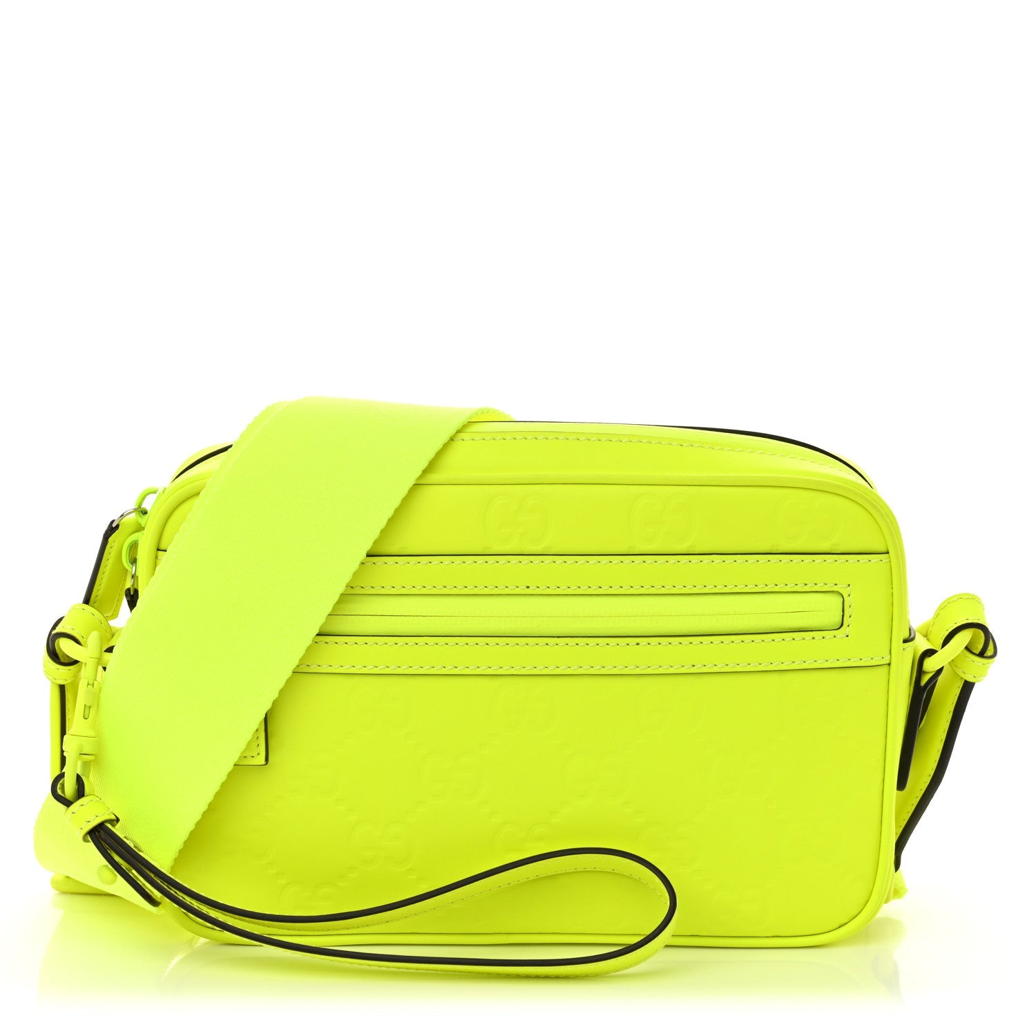 Rubber Effect Monogram GG Crossbody Bag Fluorescent Yellow