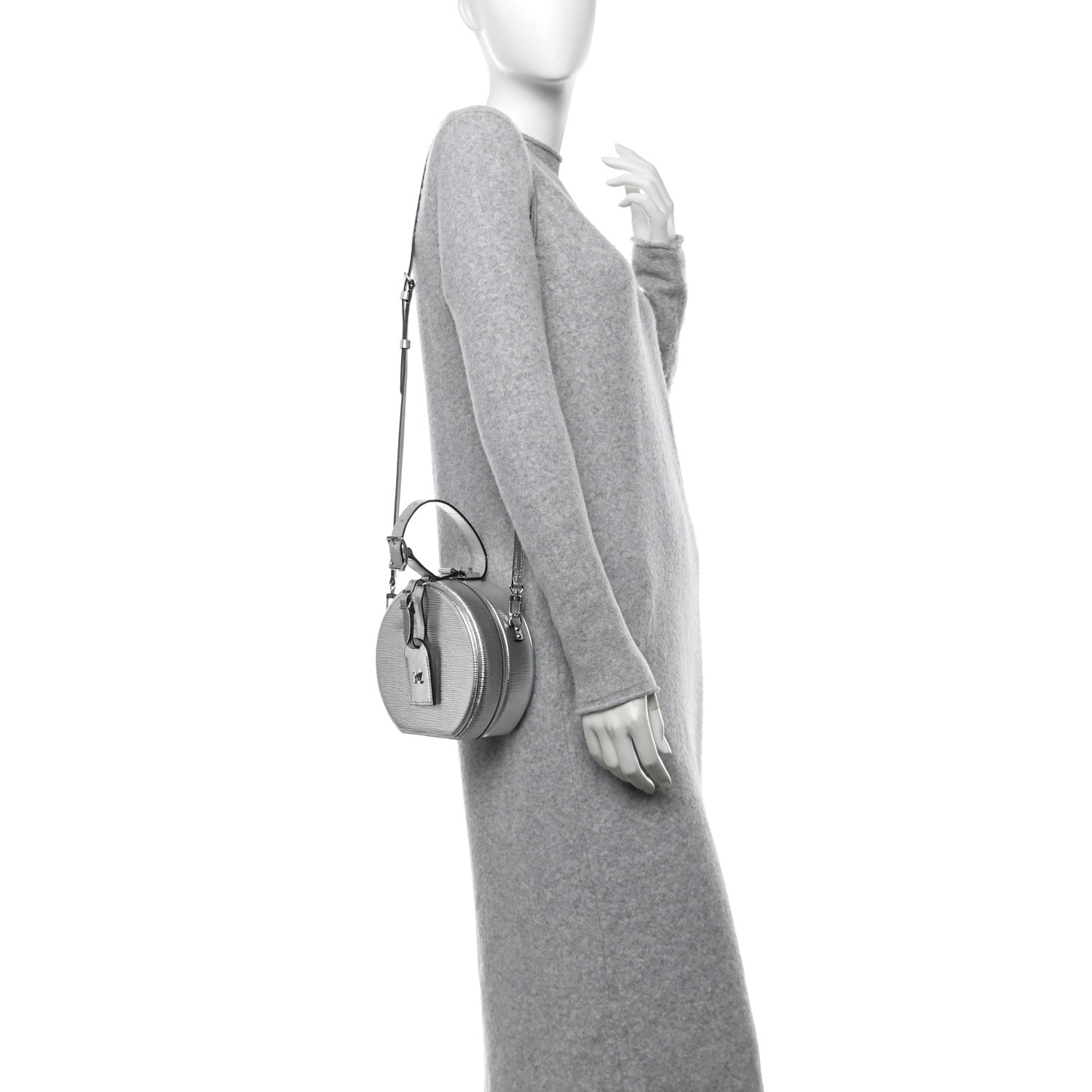 Metallic Epi Petite Boite Chapeau Silver