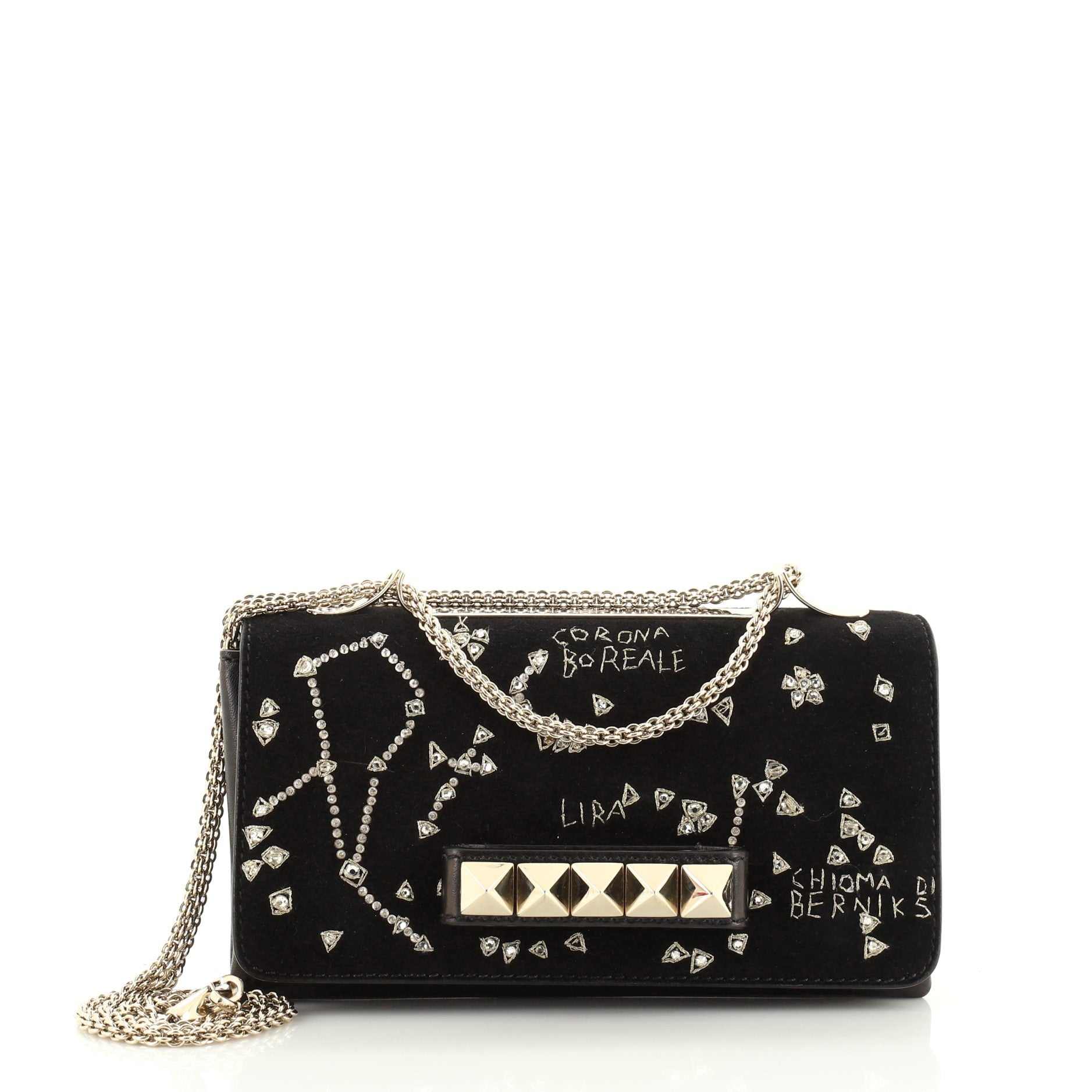 Va Va Voom Clutch Crystal Embellished Suede Medium