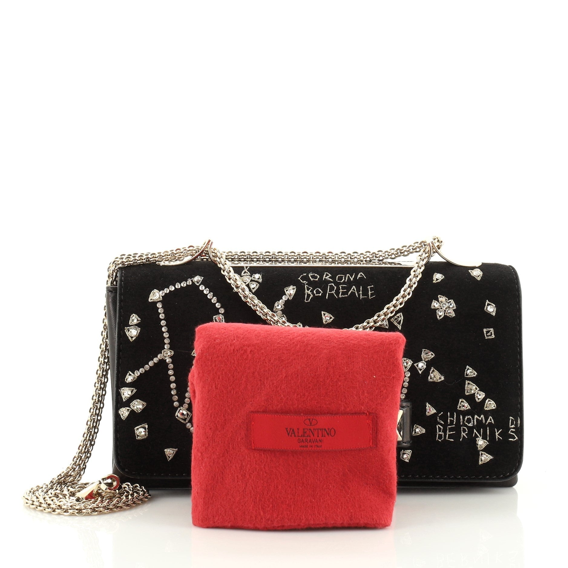 Va Va Voom Clutch Crystal Embellished Suede Medium
