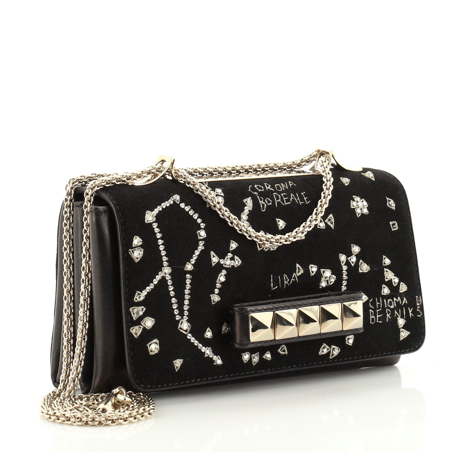 Va Va Voom Clutch Crystal Embellished Suede Medium