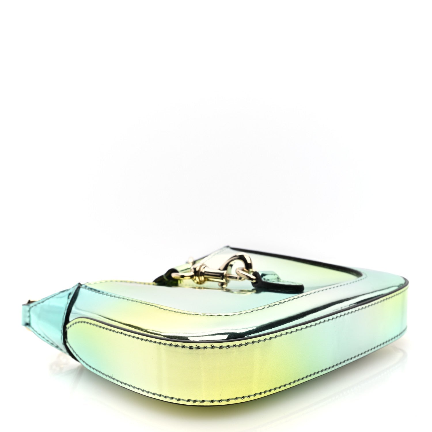 Piuma Shade Lux Mirrored Calfskin Mini Jackie Notte Bag Glacial Yellow Silver
