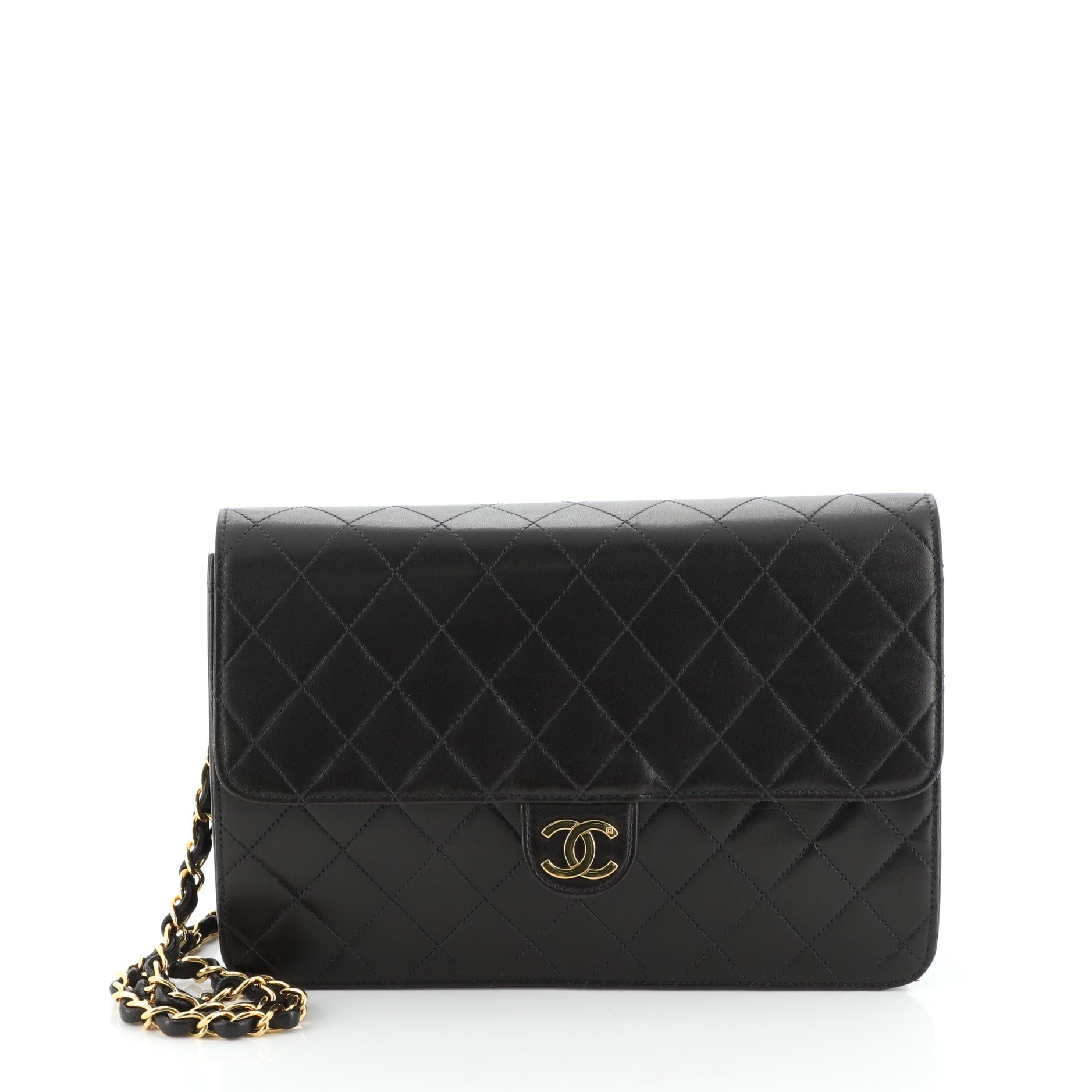 Vintage Clutch with Chain Quilted Leather Medium