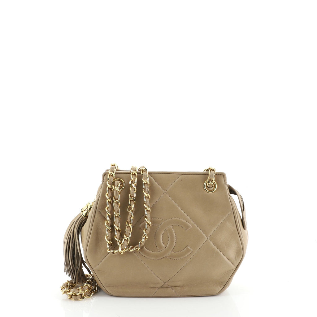 Vintage Diamond CC Tassel Shoulder Bag Quilted Leather Mini