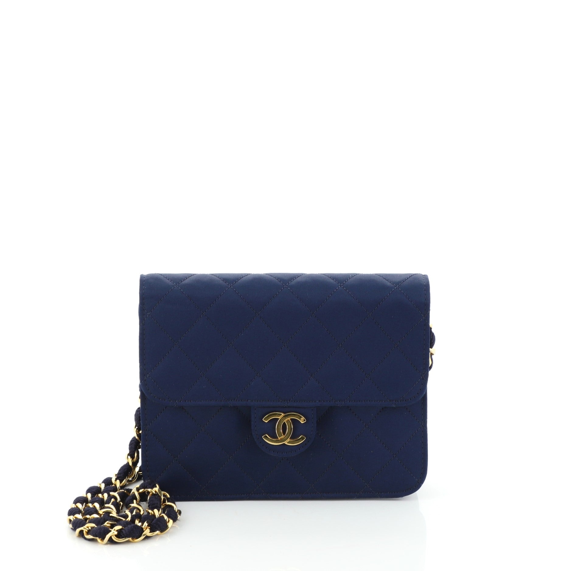Vintage Clutch with Chain Quilted Satin Small