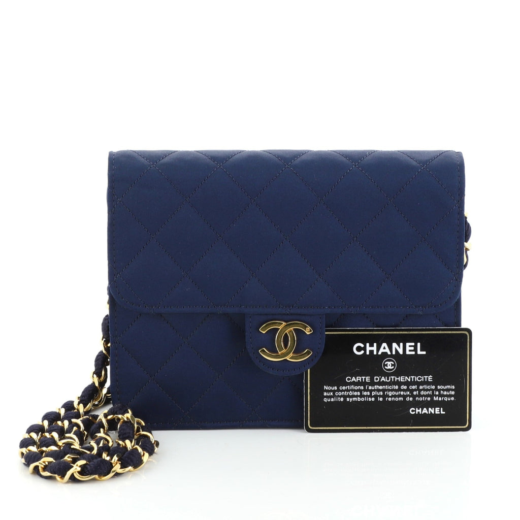Vintage Clutch with Chain Quilted Satin Small