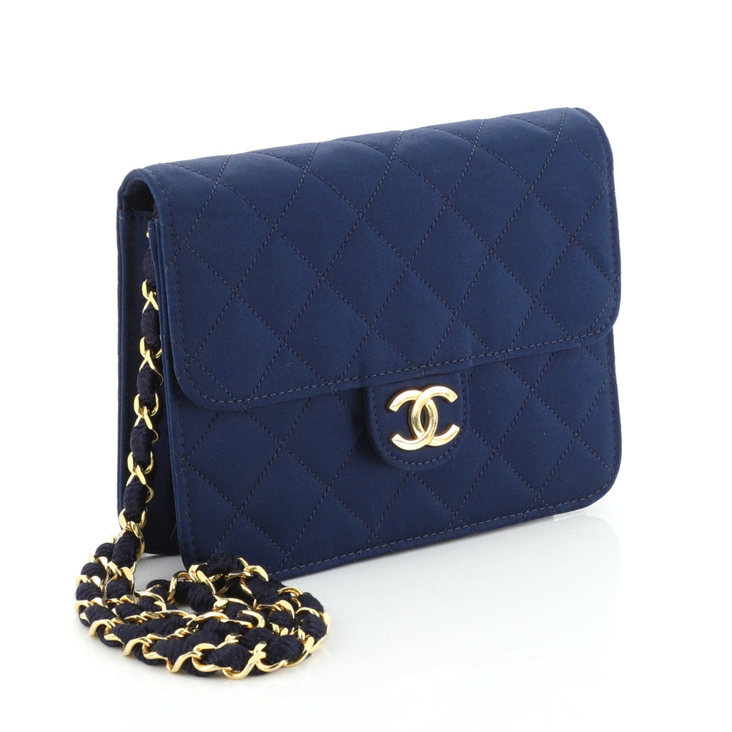 Vintage Clutch with Chain Quilted Satin Small