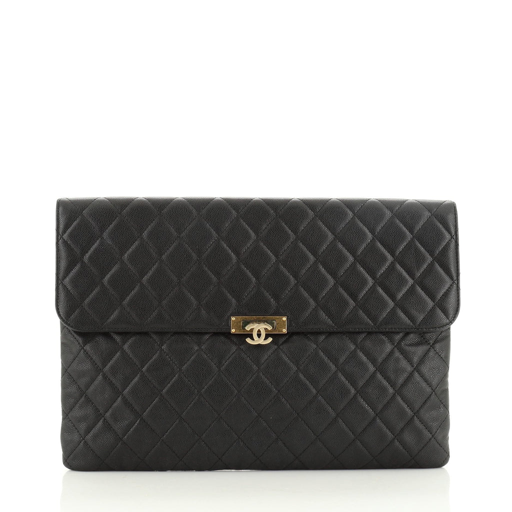 Golden Class O Case Clutch Quilted Caviar Large