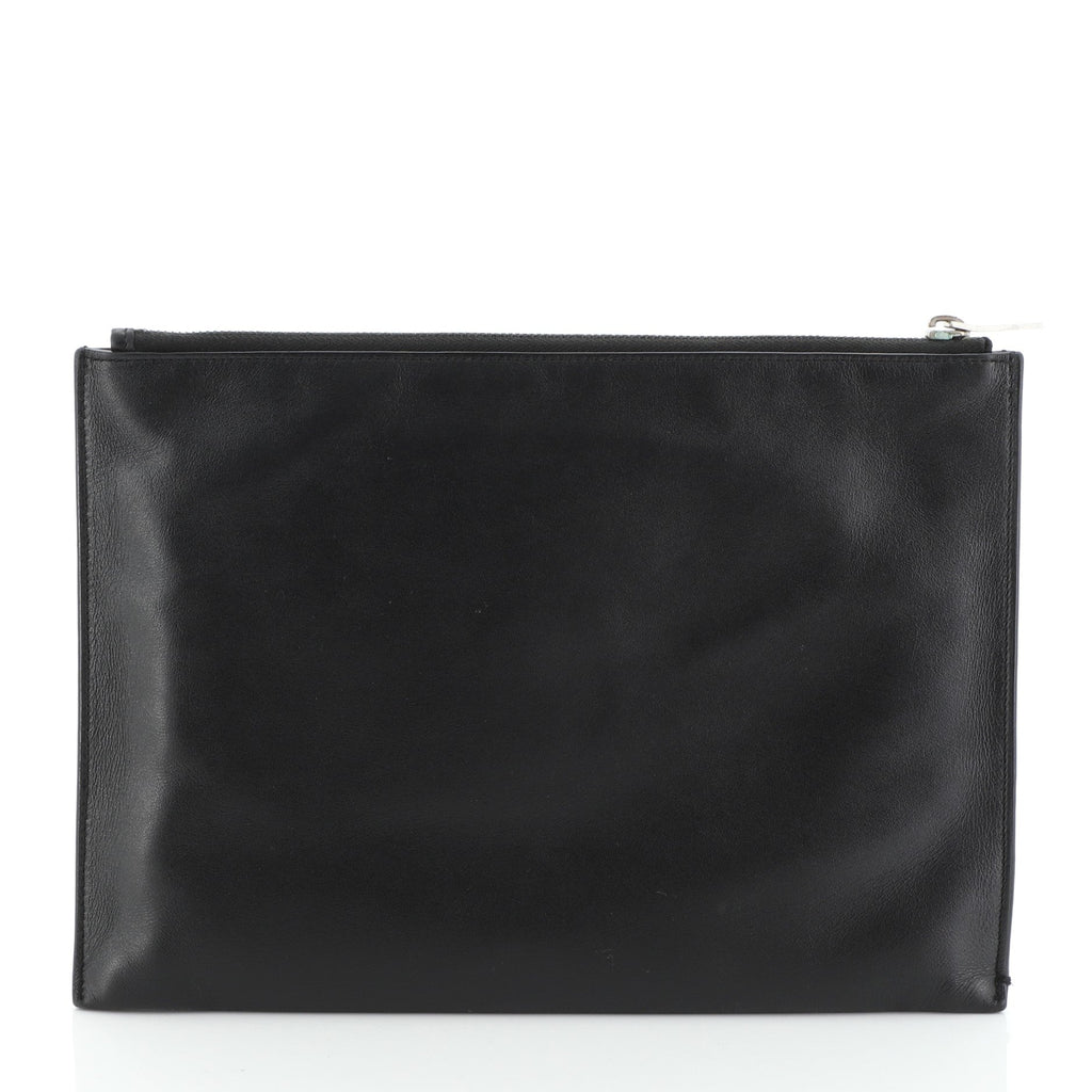 Logo Zip Clutch Printed Leather Medium