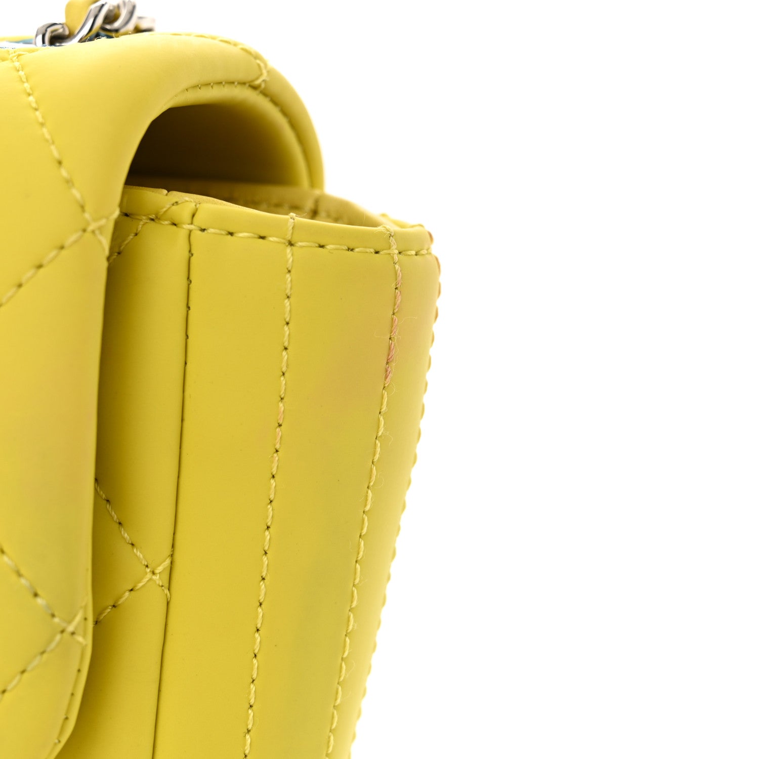 Rubber Quilted Lambskin Mini Square Coco Rain Flap Yellow