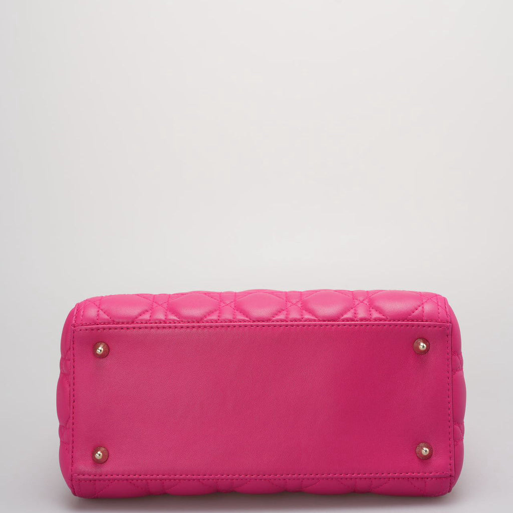 Christian Dior Pink Lady Dior in Cannage Lambskin Leather with Gold Hardware Medium
