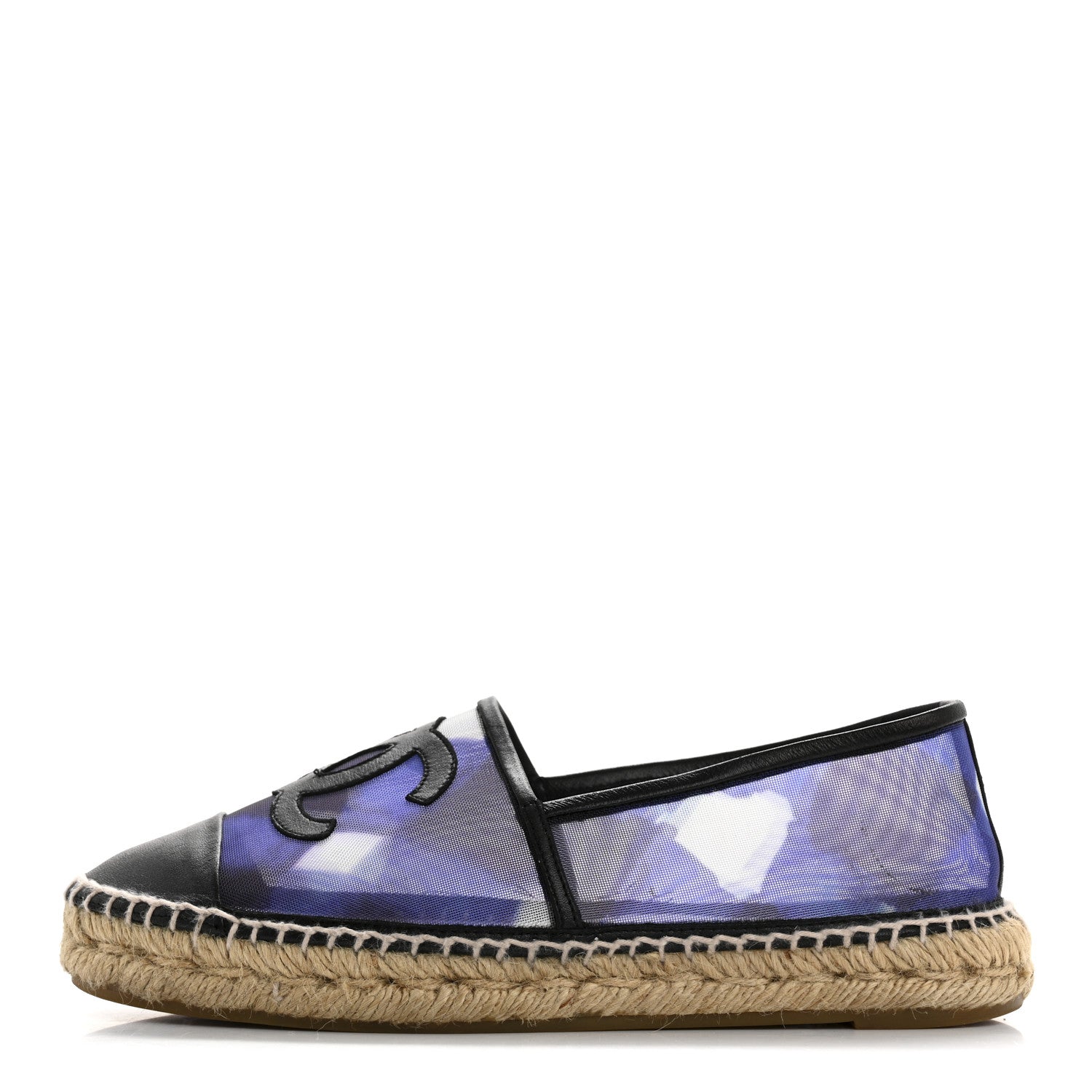 Mesh Grosgrain CC Espadrilles 37 Purple Black