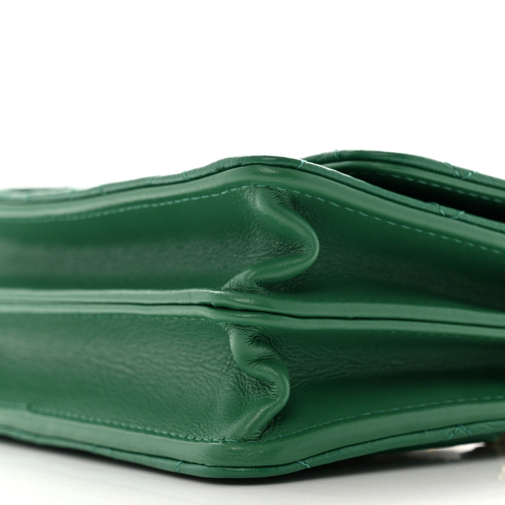 Aged Calfskin Quilted Mini Reissue Wallet On Chain WOC Green