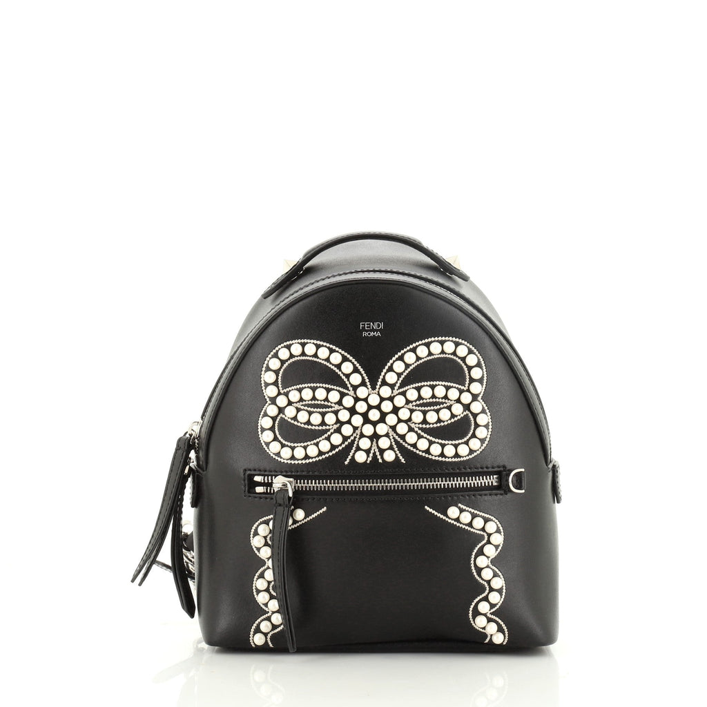 Front Zip Backpack Embellished Leather Mini